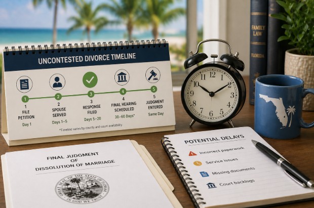 Read more about the article How Long Does an Uncontested Divorce Take in Florida? Real Timelines + Delays Explained
